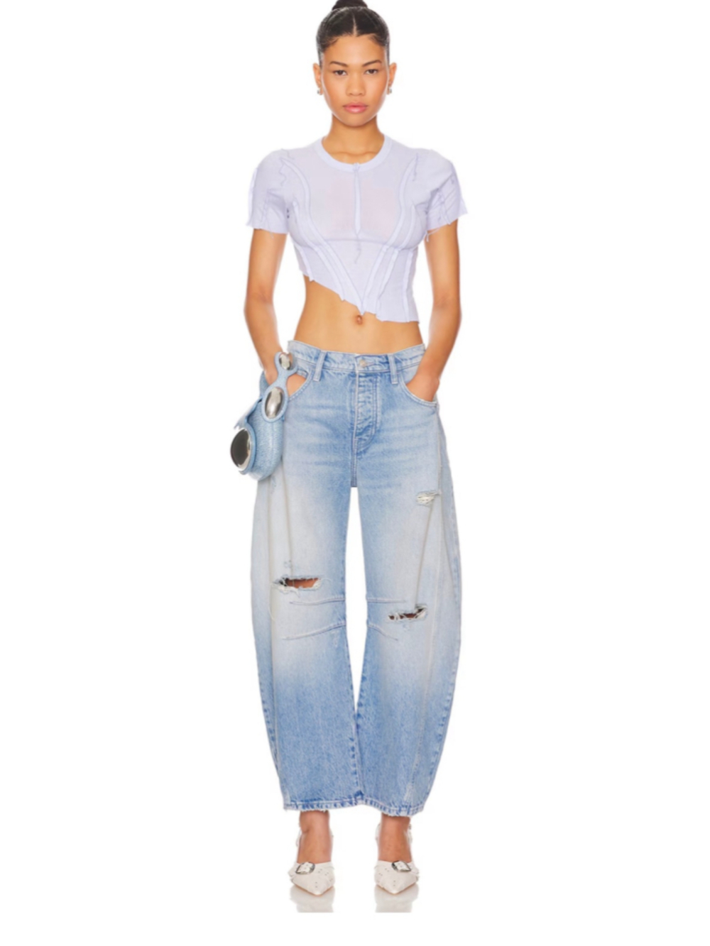 Women's We the free barrel Jeans Size 32 Blue Distressed